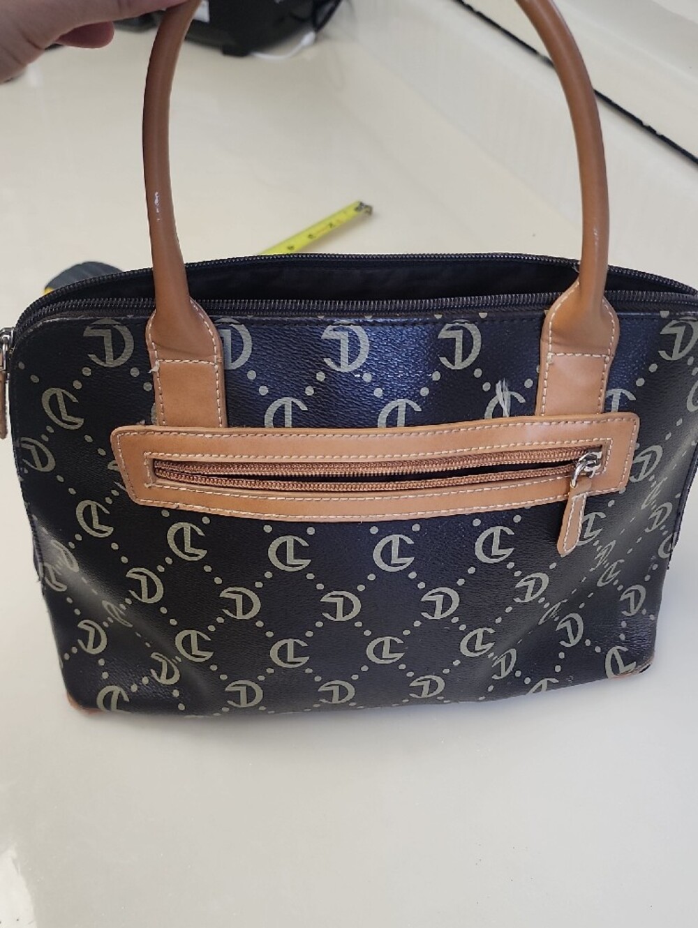 Women's Black & Tan Logo Satchel Handbag - Picture 7 of 11